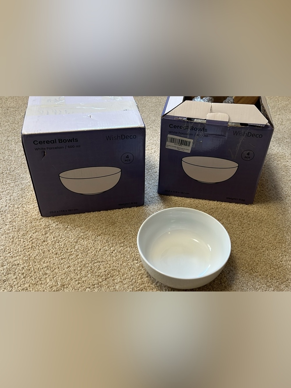 WishDeco White Porcelain Cereal Bowls Set of 4 – Minimalist Modern Kitchen